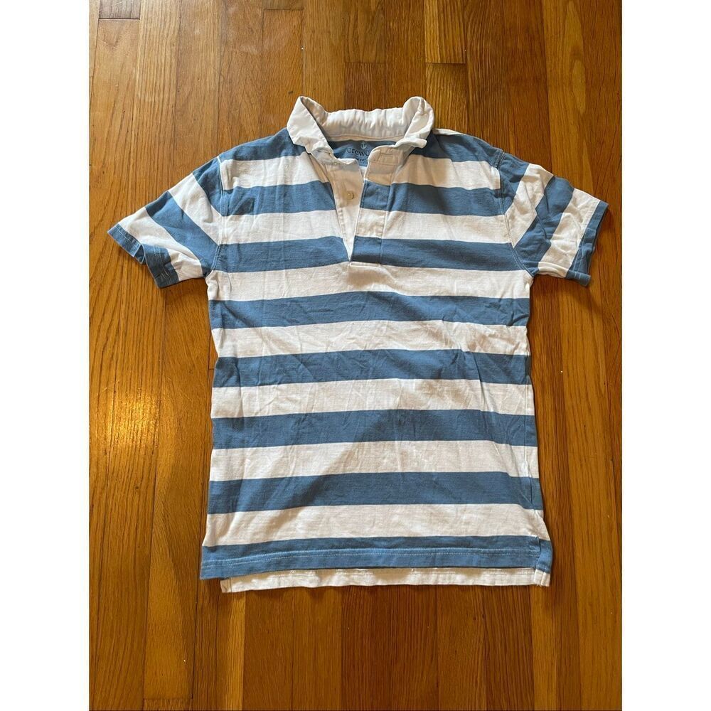 CREWCUTS | blue & white stripe boys polo XL